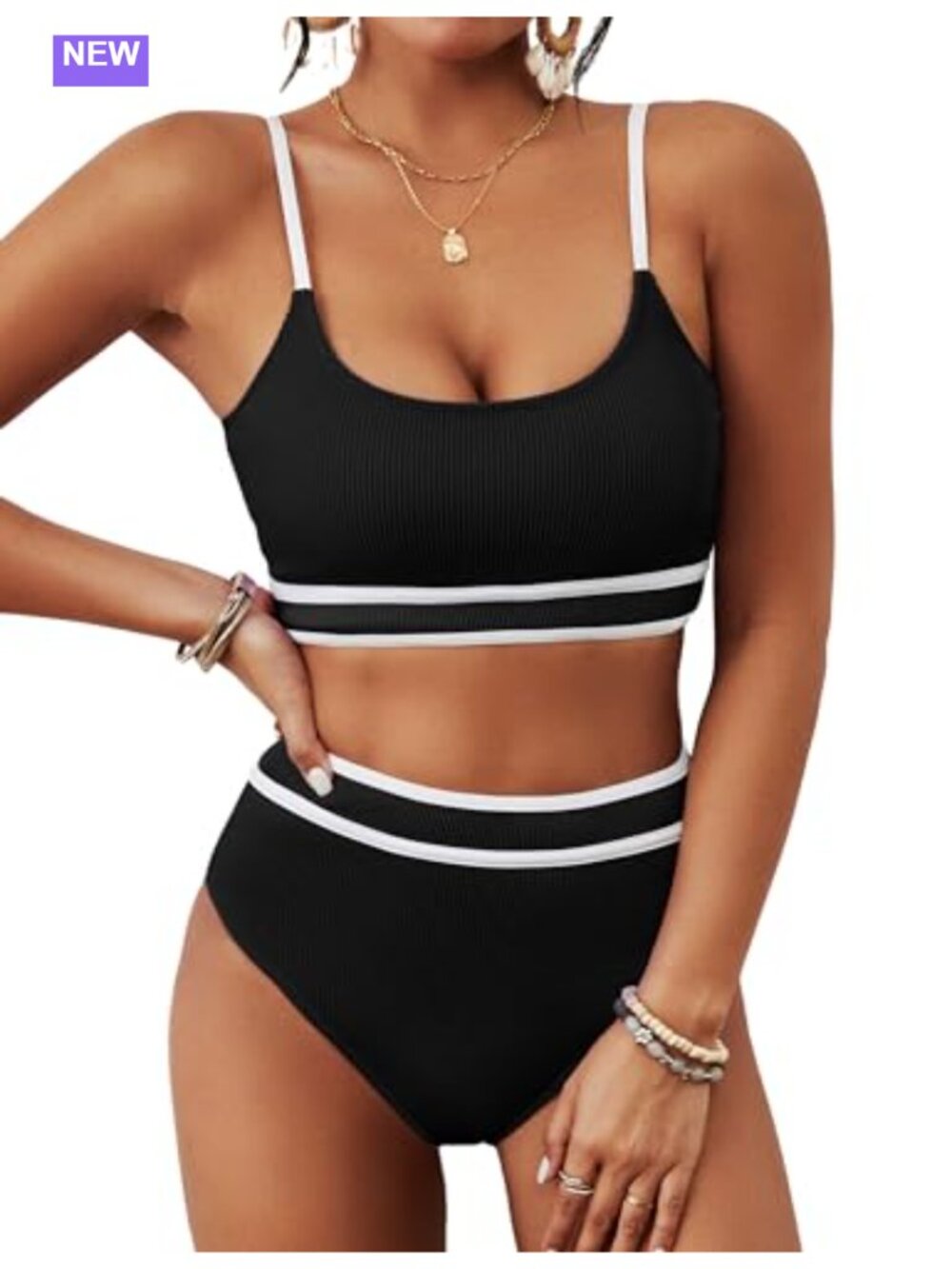 BMJL Women's High Waisted Bikini Set Ribbed Two Piece Swimsuits